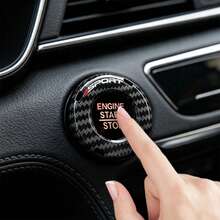Sporty Carbon Fiber Texture Car Ignition Button Decorative Cover, Anti-Scratch Interior Accessory - Sporty Style - View 9