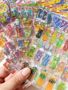 2/30pcs Snack Cutting Stickers, Japanese Retro Showa Style Cute Cartoon Glossy Stickers, Scrapbook Planner DIY Material Stickers - Multicolor - View 4