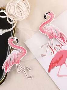 Pink Flamingo Embroidery Patch Clothing Jeans Decorative Cartoon Cute Knitted Stereo Cloth Clothing Luggage Accessories Patch Decorative DIY Material Embroidery Embroidery Label - Flamingo - View 1