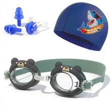 Cute Animal Theme Beach Swimming Goggles, PU Swim Cap, Nose Clip And Ear Plugs, Suitable For Boys, Girls And Children, Multiple Cute Styles - Multicolor - View 5