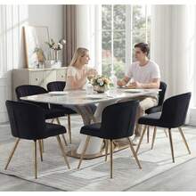 WAHSON OFFICE CHAIRS 2PCS Velvet Kitchen Chair Side Dining Chairs Armless Tub Chair With Metal Legs - Black - View 6