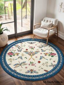 1pc Insect & Floral Print Round Living Room Rug, Suitable For Kitchen, Dining Room, Bedroom, Room Holiday Decor, Indoor/Outdoor, Office, Lobby, Non-Slip Door Mat, Bathroom Rug, Hallway, Study Gaming Area Rug - Multicolor - View 14