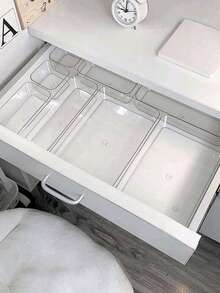 1/7/8 Pcs Clear Acrylic Cosmetic Organizer, With Drawers, Shelves, And Compartments, For Desktop Stationery Storage, Home Desktop And Drawer Storage Box, Back-To-School Essential - A - View 1