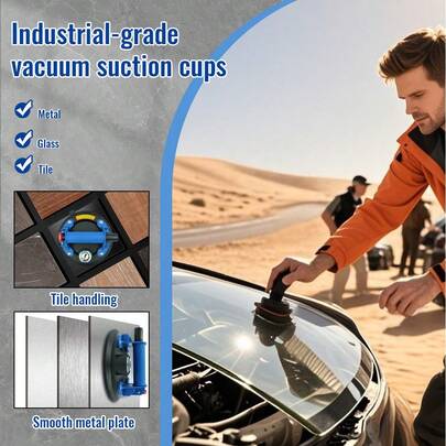 Vacuum Suction Cup With Pressure Gauge, Hand‑Operated Glass Tile Lifter, Heavy‑Duty Vacuum Lifter For Glass, Tile, Stone, Smooth Metal Surface Handling, Home Renovation Hand Tool