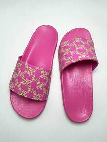 Sandal Rumah Wanita Model Baru, Ringan, Desain Huruf Cetak yang Dipersonalisasi, Serbaguna, Nyaman, Lembut, Bernapas, Peredam Guncangan, Sandal untuk Berjalan - Hot Pink - View 5