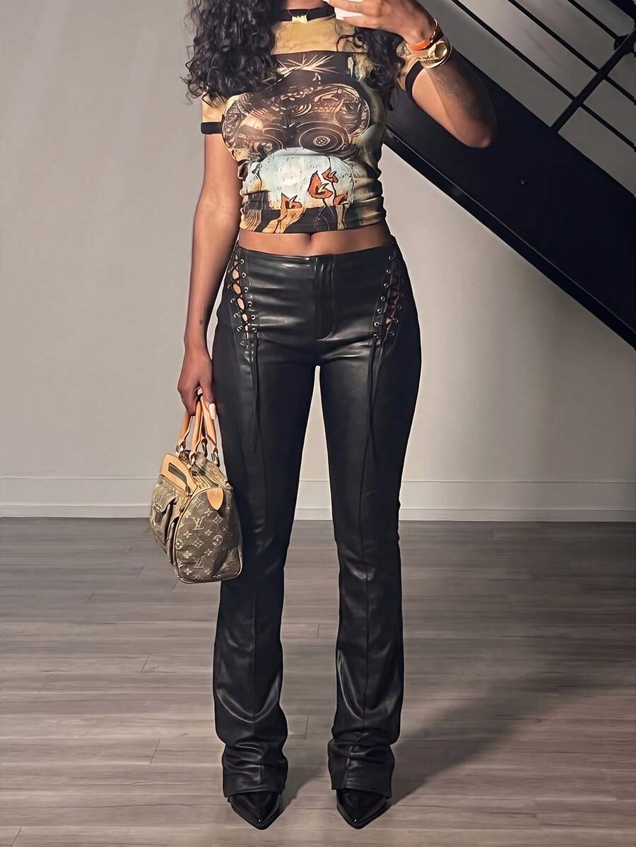 Fashionable Casual Everyday Wear Pants - Black - View 1