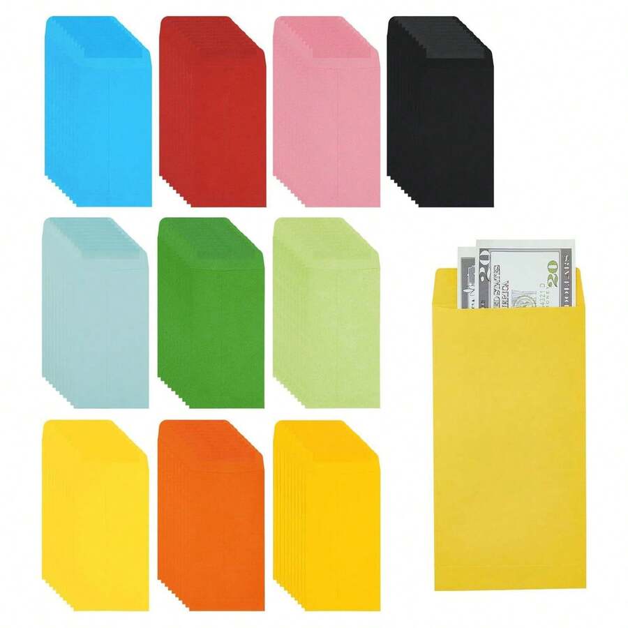 20/30/50Pcs 6.4 X 3.2 Inch Kraft Paper Cash Envelopes, Solid Color Self-Adhesive Seed & Coin Envelopes For Budgeting, Money Saving & Small Item Storage - A - View 1