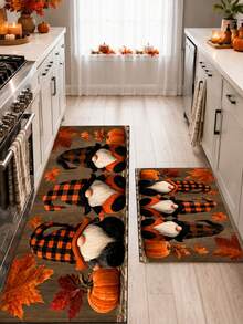 1pc Gnome Pattern Kitchen Mat, Autumn Country Farmhouse Style, Anti-Slip And Wear-Resistant Design, Suitable For Autumn, Thanksgiving, Harvest Celebration, Kitchen, Entryway And Home Decor - Multicolor - View 4