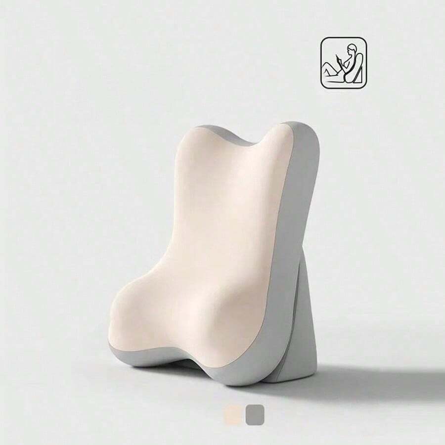 Cojín de cuña ergonómico de espuma de memoria ajustable y extraíble, almohada de elevación de piernas con soporte lumbar, ideal para cama, sofá, lectura, viajes, esencial para el dormitorio, comodidad todo el día - Bloques de color beige y gris - Ver 1