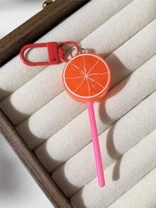 1pc/8pcs Cute Candy ABS Plastic (ABS Resin) Colorful Shiny Orange Lollipop Shaped Spring/Summer Campus Bag, Backpack, Phone Keychain, Party Gift Decoration - Orange Lollipop - View 8