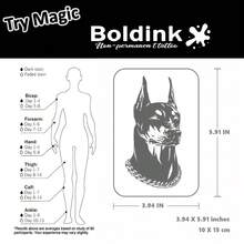 Boldink 1PC Pointy Ear Doberman Temporary Tattoo Sticker, Waterproof Body Art Tattoo Sticker, Lasts 1-2 Weeks, Plant Juice Formula, And Gentle, Non-Irritating, Perfect For Daily Wear, Body Decoration, Unisex Gift, Must-Have For People - Black - View 3