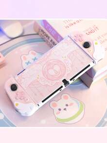 GeekShare 1pc Star Wing Protective Case Compatible With Switch OLED And Joy Con - Pink - View 2