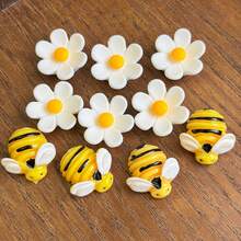 10pcs 3D Bee Flower Resin Charm, Clown Sandals Decoration Shoe Accessories DIY Customization - Colorful And Fashionable Personalized Shoe Accessories - Yellow - View 5