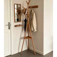 7‑Hook Freestanding Coat Hanger With Bottom Tray, 360° Rotatable Tripod Clothes Rack, Stable Tri‑Leg Coat Stand For Bedroom Living Room Entryway - A - View 3