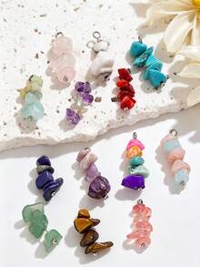 10-Piece Set Of Assorted-Color Stainless Steel Natural Irregular Pebble Pendants, Necklaces, And Earrings-DIY Jewelry Making Supplies - Pendants - View 2