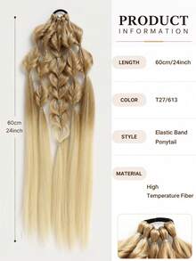 1pc/2PCS Rainbow Deep Wave Ponytail Scrunchie Synthetic Colored Curly Fake Hair Braid Extensions For Festival Party Women Hairstyle - Multicolor - View 3