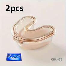 1pc Multi-Color Integrated U-Shaped Protective Case For Retainers & Aligners, Comes With 1 Dental Wipe, Dental Clinic Supply, Back To School Essential Orthodontic Storage Box - Multicolor - View 5