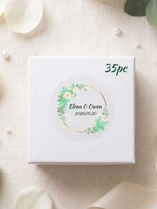 35pcs Customized Floral Transparent Wedding Stickers On A White Background Circular Sticker, Elegant Plant And Floral Bridal Design, Personalized Label Celebration Blessing Stickers - Multicolor - View 23
