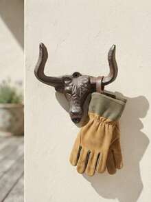 1pc Cast Iron Bull Head Wall Hook, 4.92 Inch Handmade Heavy Duty Rustic Western Style Hook, Bronze Finish, Suitable For Coats, Keys, Leashes, Towels, Hats, Bags, Vintage Barn Farmhouse Year-Round Decor, Indoor/Outdoor Living Room, Bedroom, Kitchen, Housewarming Gift - Rust - View 3