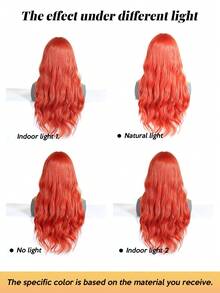 FIVE STARS Bright Orange Long Wavy Wig With Bangs Synthetic Heat Resistant Copper Red Loose Wave For Women 26 Inch Halloween Christmas Cosplay Party Daily Natural Look - Multicolor - View 4