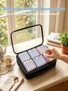 New Transparent Large-Capacity Storage Bag For Diamond Painting, 2-In-1 Diamond Painting Tray And Storage Set, 64 | Point-Holding Beads Alignment Trays, Including Numbered Stickers. - A - View 5