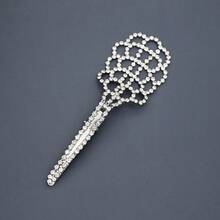 1pc Elegant Rhinestone Hollow Geometric Hair Clip Sparkly Hairpin For Women Party Hair Accessories - Silver - View 4