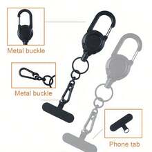 1pc Latest Anti-Theft Phone Lanyard With Pull-Out Device, Adjustable Length Buckle For Different Sizes Of Phones, Suitable For Hiking And Trekking - Multicolor - View 4