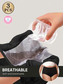 MEIYATING 3pcs Plus Size Women's Period Panties, Mid-Waist Lightweight Breathable Mesh Comfortable Triangle Underwear - Multicolor - View 5