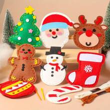 Kit Pembuatan Ornamen Natal dari Kain Felt Jahit Tangan DIY untuk Pemula, Berbagai Pola Karakter Natal Klasik, Set Proyek Kerajinan Tangan yang Menyenangkan, Sempurna untuk Membuat Dekorasi Gantung Pohon Natal, Pesta Liburan & Hadiah Kerajinan Tangan Interaktif Orang Tua-Anak - MultiWarna - View 7