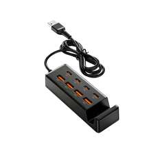 8-In-1 USB Hub Charging And Data Transfer Station With Phone Holder, 4 USB Ports, 4 Type-C Ports, Supports PD Charging And Data Sync, Suitable For Laptops - Black - View 9