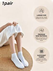 1/5/10/15/20 Pairs Solid Color Plus Size Invisible Socks, Unisex, Non-Slip Breathable Sweat-Absorbing, Casual Sports Socks, Suitable For All Seasons - White - View 11