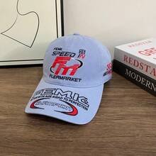 1pc Letter Street Polyester (Polyester) Embroidered Decor American Heavy Embroidery Baseball Cap Wide Brim Men Large Face Slimming High Street Baseball Cap Big Head Circumference Couple Brand Spring Summer Autumn Winter - Baseball Cap - View 8