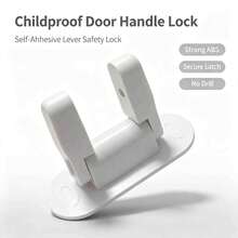 1/2pcs Door Handle Lock, Child Safety Lock, Durable ABS Material With Adhesive Backing, Adult One-Handed Operation Without Tools - A - View 7