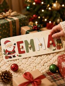 Customized Wooden Christmas Name Puzzle, Personalized Letter Decor Puzzle, Suitable For Fireplace Mantel, Shelf Or Door, Holiday Home Decor, Customized Christmas Name Board Gift, Customizable Letter Decor, Christmas Gift, Gift For Family And Friends, Room Decor - White - View 8
