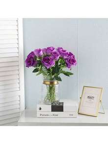 1/5/9/12/20/40pcs Deep Purple 20 Inch Artificial Roses, High Quality Faux Roses, Suitable For Home Decor, Room Decor, Table Decor, Wedding Decor, Bridal Bouquet, Wrist Corsage, Floral Arrangement. Suitable For Home, Restaurant, Bedroom, Vase Decoration. - Dark Purple - View 4