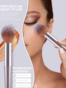 1pc Champagne Gold Full Face Eye Makeup Brush, High-End Makeup Tool, Makeup Brush - Grey - View 5