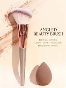1pc Angled Multi-Function Makeup Brush, Blush Brush, Powder Brush, Contour Brush, Portable Makeup Tool For Beginners - Multicolor - View 2