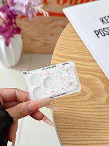 LissKas 1pc Cute Fashion Floral & Fruit Pattern Lens Protector Film, Matte Anti-Fingerprint, 9H Hardness, Full Coverage, Explosion-Proof, Scratch-Resistant, Bubble-Free Camera Lens Protector For IPhone 18/17 Pro Max, Compatible With Large Hole Phone Cases - Clear - View 3