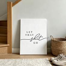 1件裝「Let It Go」牆面裝飾，幽默浴室牆面藝術海報，客用浴室裝飾，馬桶區名言帆布海報，生日畢業禮物 - 彩色 - 查看 11