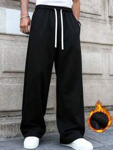 New Men's Casual Long Pants Drawstring Minimalist Design Dual Side Pockets Portable Storage Sports Style - Grey - View 5