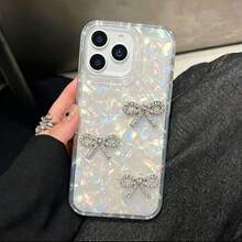 Shiny Bow Iridescent Shell Pattern Phone Case - Multicolor - View 2