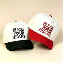 1pc BLESS YOUR HEART Letter Heart Embroidered Baseball Cap Leopard Print/Solid Brim Adjustable Casual Sun Hat Women Outdoor Cap - Multicolor - View 6