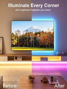 Smart Remote Control RGB LED Strip Lights, Computer TV Background Decoration, USB Powered, RGB LED Suitable For Bedroom, Home, Outdoor, Party, Gathering, Halloween, Christmas Decoration, TV Backlight, Room Decoration, Birthday Decoration, Graduation Decoration - Black - View 6