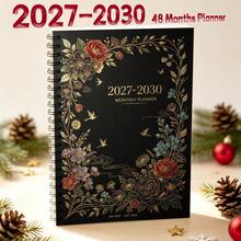 1PC A5 4-Year Monthly Planner 2027-2030, Elegant Purple Iris Cover Design, Spiral Bound 48-Month Calendar Notebook With Tabs, Twin-Wire Premium Paper, Weekly & Monthly Organizer For Student Office School Home - A5 - View 4