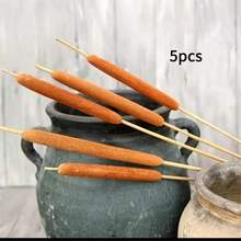 5/10 Pcs Artificial Cattails Flowers, Artificial Plants For Home Table Centerpieces, Decorative Floral Arrangements For Rustic Weddings And Office Vases - Brown - View 11