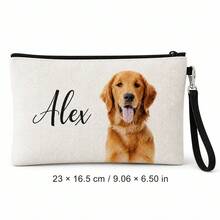 Custom Pet Photo Makeup Bag, Personalized Text Zipper Pouch With Wrist Strap, Multi‑Use Storage Pouch, Nice Gift For Pet Lovers Birthday Holiday - Multicolor - View 11