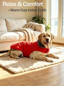 Metglad Quilted Dog Winter Coat, Cold‑Resistant Pet Jacket With Storage Pocket, Reflective Adjustable Cold‑Weather Dog Snow Suit, Indoor & Outdoor Wear For Small, Medium & Large Dogs - Red - View 6