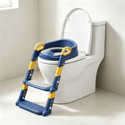 WANLECY Asiento de inodoro plegable para niños pequeños con escalera, taburete de inodoro para niños pequeños, silla de entrenamiento para inodoro para niños para inodoros en forma de V, U y O