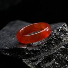 Pinannie 6mm Red Agate Ring For Women, Natural Stone Band, Protective Good Luck Gemstone Ring, Feng Shui Everyday Jewelry, Gift For Her (US Size 6 7 8 9) - Red - View 9