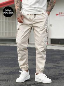 Spring/Autumn New Men's Workwear Cargo Pants, Multi-Pocket Loose Casual Minimalist Versatile Japanese Style Jogger Pants, Runs Small, Recommend Ordering One Size Up - Khaki - View 3